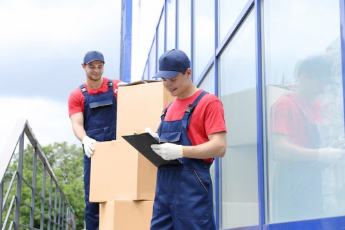 Professional house removalists in Lewisham loading moving boxes into a van
